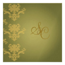 Damask + silver blue/Wedding Invitations