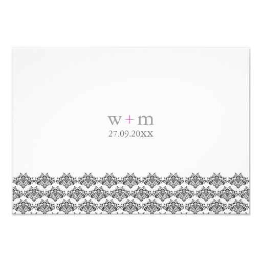 Damask Simplicity Black Pink Wedding Reply Personalized Invites