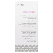 Damask Simplicity Taupe Pink Wedding Menu Rack Card