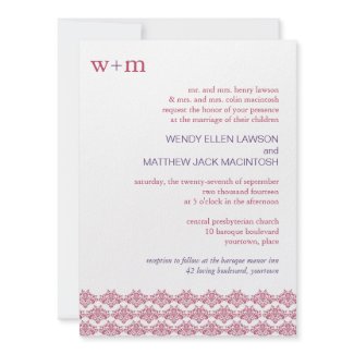 Damask Simplicity Wedding Invitation zazzle_invitation