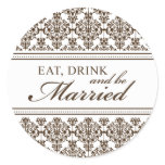 damask sticker, eat drink & be married