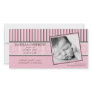 Damask & Stripes Baby Pink Birth Announcement Picture Card