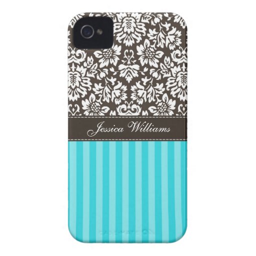 Damask & Stripes iPhone 4 Cases