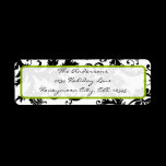 Damask Swirl Apple Green & Black Address Label