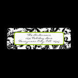 Damask Swirl Apple Green & Black Address Label
