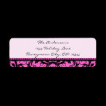 Damask Swirl Black & Bright Pink Address Labels