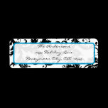 Damask Swirl Bright Aqua & Black Address Label
