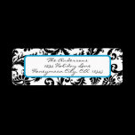 Damask Swirl Bright Aqua & Black Address Label