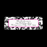 Damask Swirl Bright Pink & Black Address Label