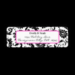 Damask Swirl Bright Pink & Black Address Label