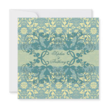 Damask Swirl Lace Frame Peacock Wedding Invitation