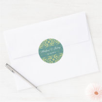 Damask Swirl Lace Peacock Gift Favor Label Sticker