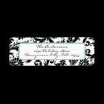 Damask Swirl Light Aqua & Black Address Label