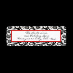 Damask Swirl Red & Black Address Label