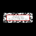 Damask Swirl Red & Black Address Label