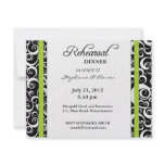 Damask Swirl Rehearsal Dinner Card in Green Custom Invite