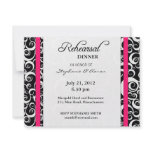 Damask Swirl Rehearsal Dinner Card in Hot Pink Personalized Invitations