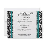 Damask Swirl Rehearsal Dinner Card in Teal Invitations