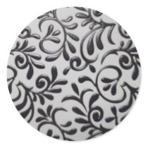 Damask Swirl Round Sticker