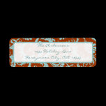 Damask Swirl Tiffany Blue & Brown Address Label