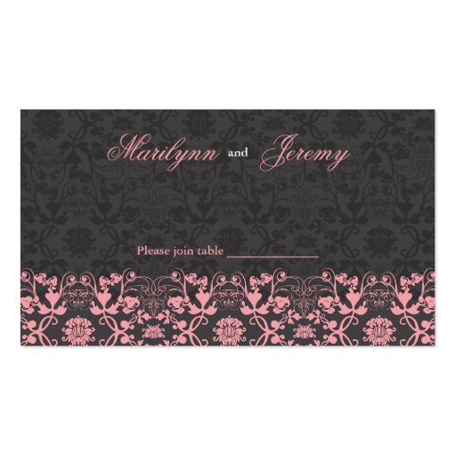 Damask Swirls Lace Black Custom Table/Place Card Business Card Templates