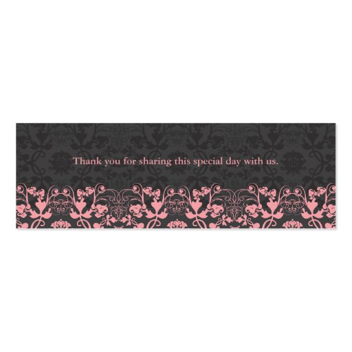 Damask Swirls Lace Black Custom Thank You Gift Tag Business Cards (back side)
