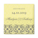 Damask Swirls Lace Butter Save The Date Magnet