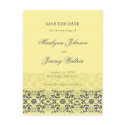 Damask Swirls Lace Butter Save The Date Postcard
