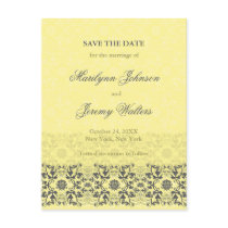 Damask Swirls Lace Butter Save The Date Postcard