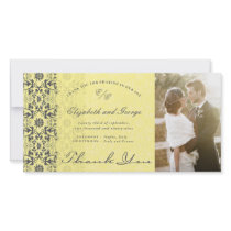 Damask Swirls Lace Butter Thank You Photo Card photo cards