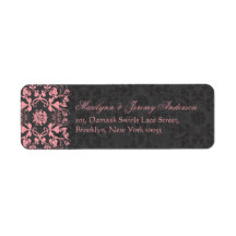 Damask Swirls Lace Charcoal Custom Label Custom Return Address Labels