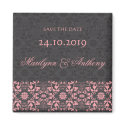 Damask Swirls Lace Charcoal Save The Date Magnet by fatfatin_blue_knot Damask Swirls Lace Charcoal Save The Date Magnet
