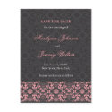Damask Swirls Lace Charcoal Save The Date Postcard