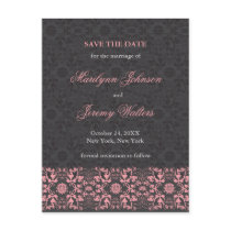Damask Swirls Lace Charcoal Save The Date Postcard