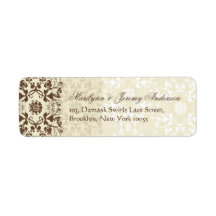 Damask Swirls Lace Coffee Custom Label Return Address Labels