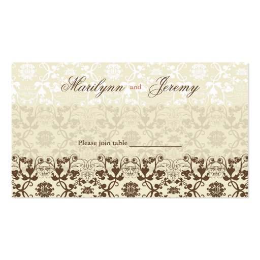Damask Swirls Lace Coffee Custom Table /Place Card Business Card Template (front side)