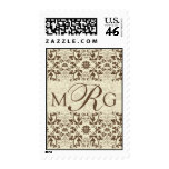 Damask Swirls Lace Coffee Monogram Postage postage