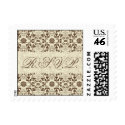 Damask Swirls Lace Coffee RSVP Wedding Postage postage
