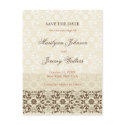 Damask Swirls Lace Coffee Save The Date Postcard
