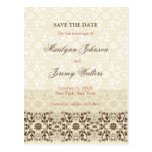 Damask Swirls Lace Coffee Save The Date Postcard