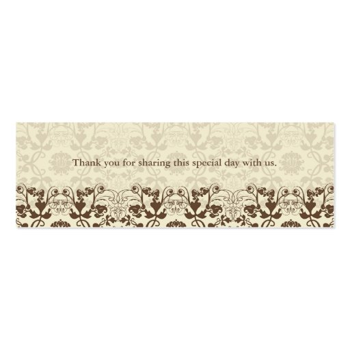 Damask Swirls Lace Coffee Thank You Gift Tag Business Card Template (back side)
