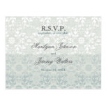 Damask Swirls Lace Dream RSVP Wedding Postcard