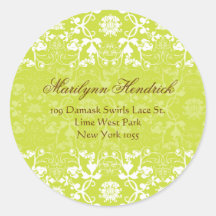 Damask Swirls Lace Lime Address Label Sticker