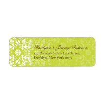 Damask Swirls Lace Lime Custom Label Return Address Labels