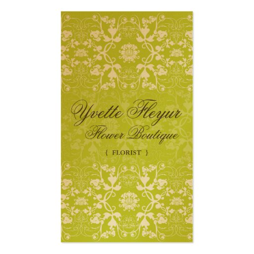 Damask Swirls Lace Lime Custom Profile Card / Business Cards (front side)