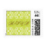 Damask Swirls Lace Lime RSVP Wedding Postage postage