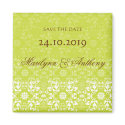 Damask Swirls Lace Lime Save The Date Magnet