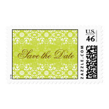 Damask Swirls Lace Lime Save The Date Postage