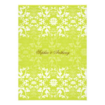 Damask Swirls Lace Lime Wedding Invitation 2