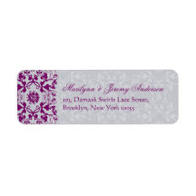 Damask Swirls Lace Orchid Custom Label Return Address Label